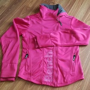Neon Pink Bench Zip Up Sweater